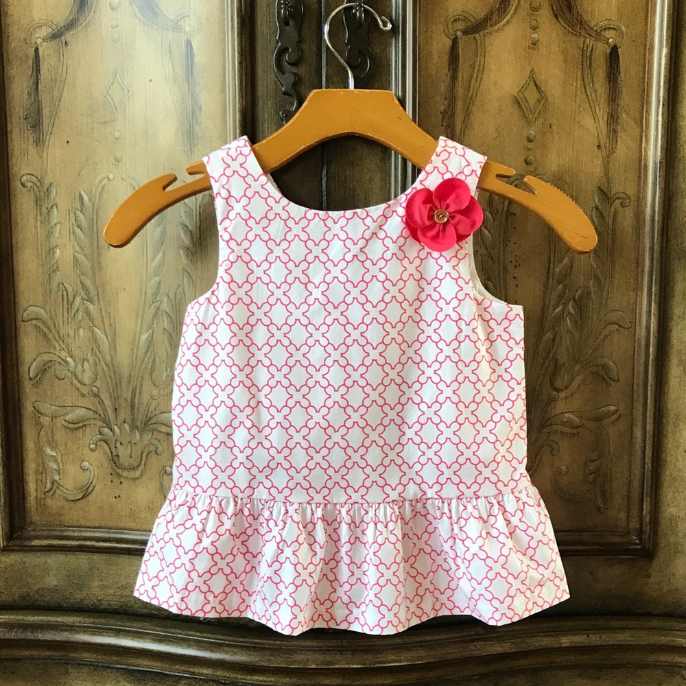 Janie&Jack girls white pink geometric pattern peplum top 5